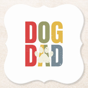 Vintage-Hunde-Vater-Pfotenabdruck-Retro-Typografie Untersetzer