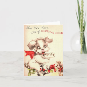 Vintage-Hunde-Weihnachtsgrußkarte Karte