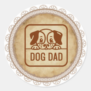 Vintage-Hundefan-Sticker   Hundepapa Runder Aufkleber