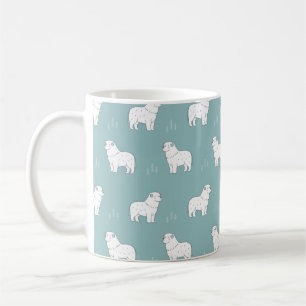 Vintage Hundeillustrierung in Great Pyrenäen nahtl Kaffeetasse