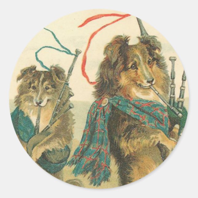 Vintage Hundekleber Runder Aufkleber (Vorderseite)