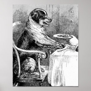 Vintage Hundelabbildung zum Abendessen Poster