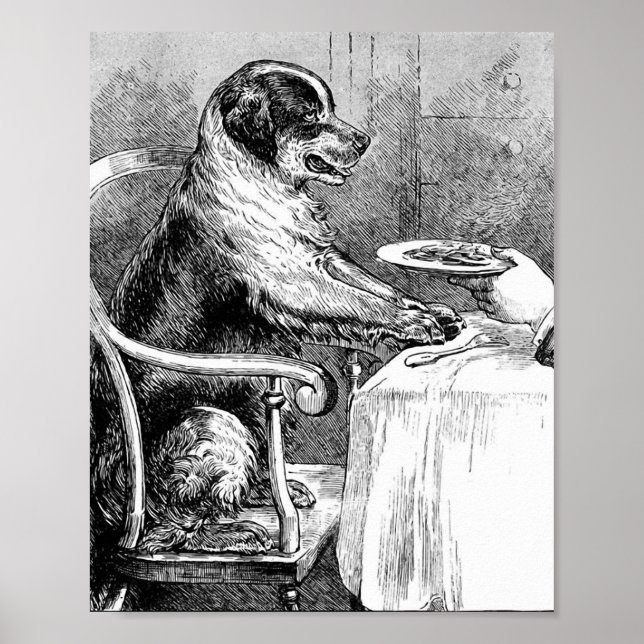 Vintage Hundelabbildung zum Abendessen Poster (Vorne)