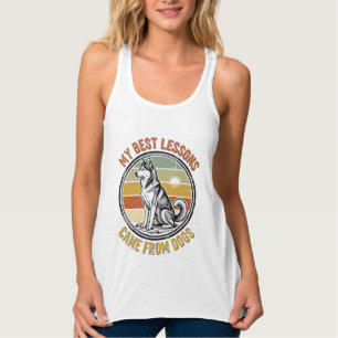 Vintage-Hundeliebhaber-Shirt mit weiser Husky-Präg Tank Top