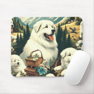 Vintage Hundelikation in den Pyrenäen Mousepad