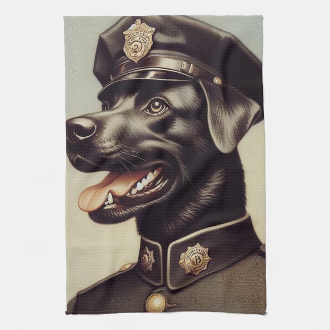 Vintage Hundemalerei Geschirrtuch (Vertikal)