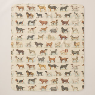 Vintage-Hunderassen-Zeichnungen gemustert Sherpadecke
