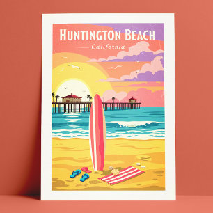 Vintage Huntington Beach Kalifornien Postkarte