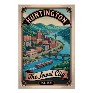 Vintage Huntington West Virginia Retro-Reise Poster
