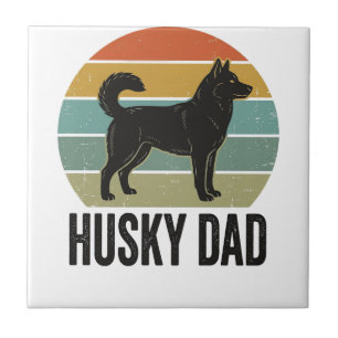 Vintage Husky Dad Retro Hund Vektor Design_1 Fliese