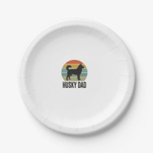 Vintage Husky Dad Retro Hund Vektor Design_1 Pappteller