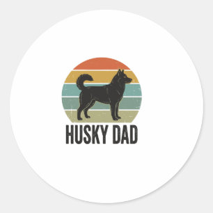 Vintage Husky Dad Retro Hund Vektor Design_1 Runder Aufkleber