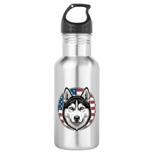 Vintage Husky Patriotischer Hund Vector-Shirt-Desi Edelstahlflasche