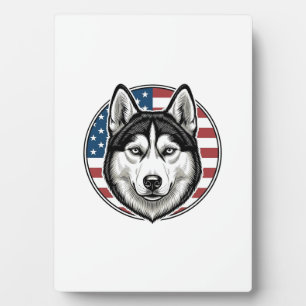 Vintage Husky Patriotischer Hund Vector-Shirt-Desi Fotoplatte