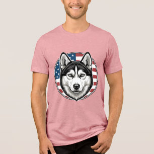 Vintage Husky Patriotischer Hund Vector-Shirt-Desi Tri-Blend Shirt
