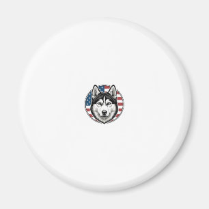 Vintage Husky Patriotischer Hund Vektor-Shirt Desi Magnet