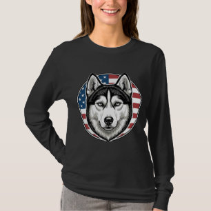 Vintage Husky Patriotischer Hund Vektor-Shirt Desi T-Shirt