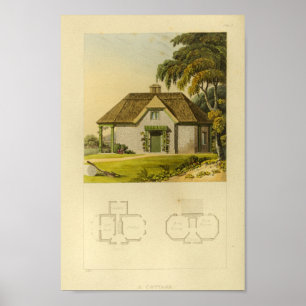 Vintage Hütte 1818 House Design Layout Drucken Poster