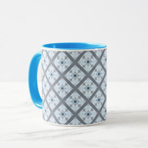 Vintage Hütte Blaues Diagonalmuster Tasse