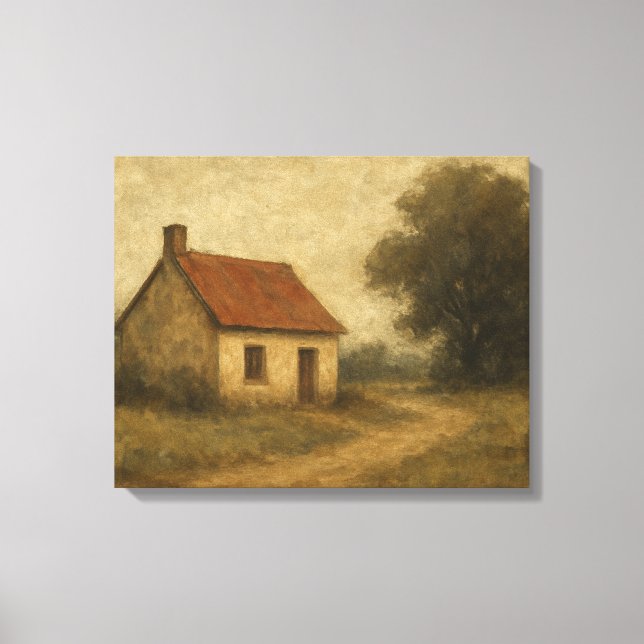 Vintage Hütte Landschaft Leinwanddruck (Vorderseite)