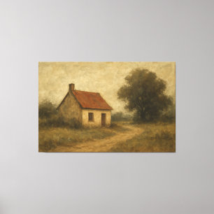 Vintage Hütte Landschaft Leinwanddruck