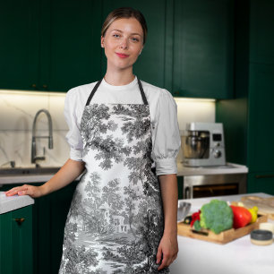 Vintage Hütte Landschaft Toile-Black & White Schürze