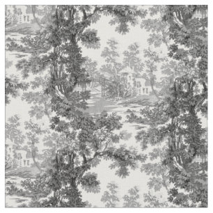 Vintage Hütte Landschaft Toile-Black & White Stoff