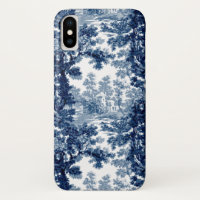 Vintage Hütte Landschaft Toile-Blue & White