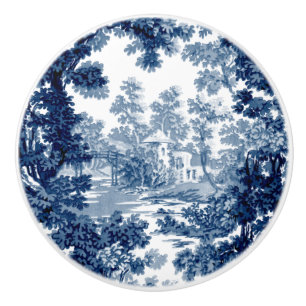 Vintage Hütte Landschaft Toile-Blue & White Keramikknauf