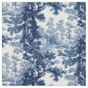 Vintage Hütte Landschaft Toile-Blue & White Stoff