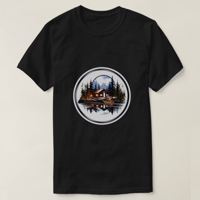 Vintage Hütte - (Schöne Landschaft) T-Shirt (Design vorne)