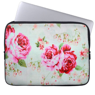 Vintage Hütten-Rosen-Blumenblumenlaptop-Hülse Laptopschutzhülle