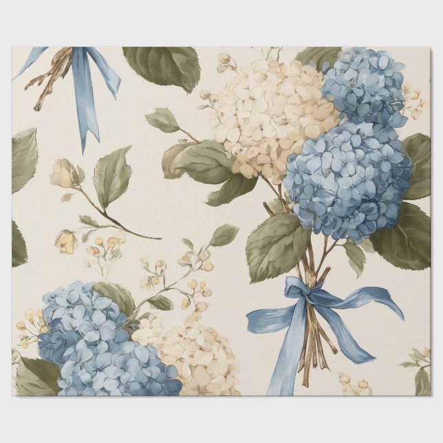 Vintage Hydrangea Bouquet Pattern Geschenkpapier (Saum)
