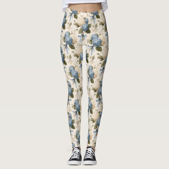 Vintage Hydrangea Bouquet Pattern Leggings (Vorderseite)