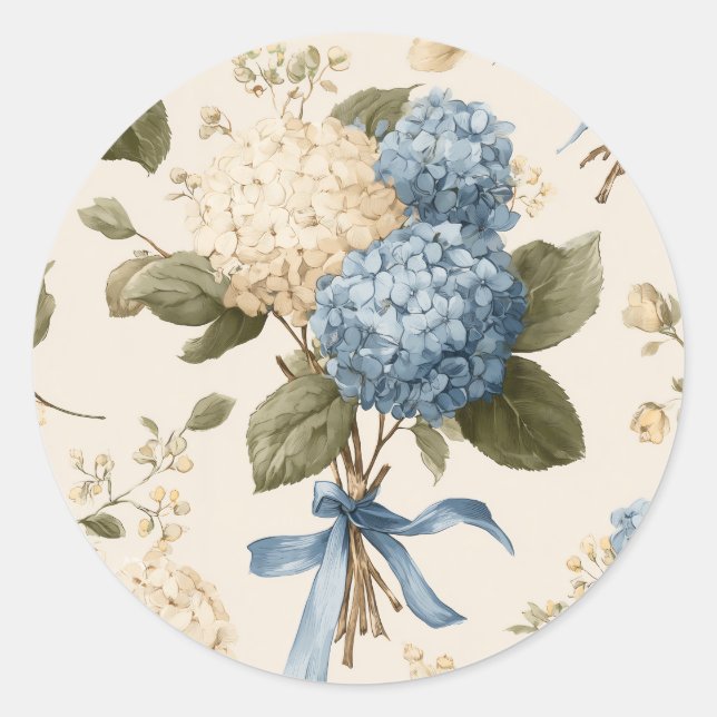 Vintage Hydrangea Bouquet Pattern Runder Aufkleber (Vorderseite)