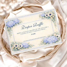 Vintage Hydrangea Floral Frame Diapper Raffle Begleitkarte
