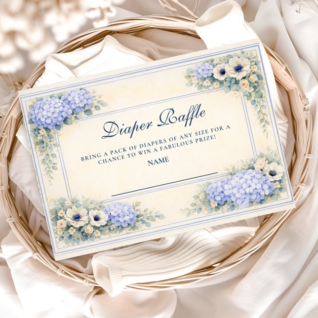 Vintage Hydrangea Floral Frame Diapper Raffle Begleitkarte (Von Creator hochgeladen)