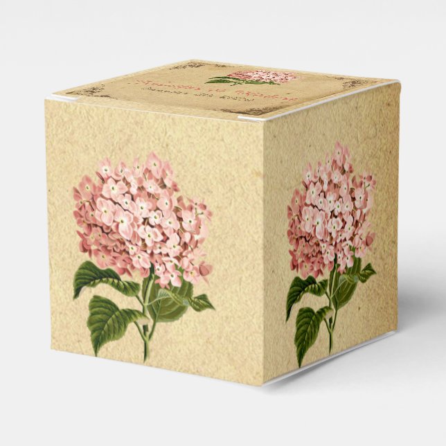 Vintage Hydrangea-Gastgeschenk Hochzeit Geschenkschachtel (Vorderseite)