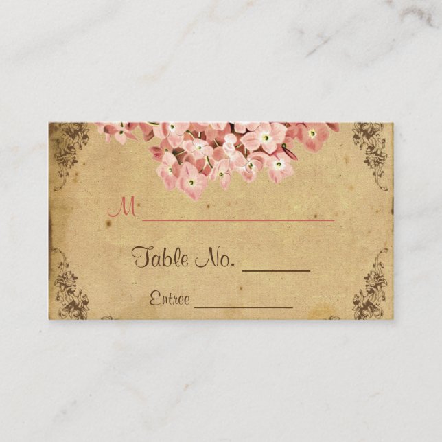Vintage Hydrangea-Hochzeiten-Platzkarten Platzkarte (Vorderseite)