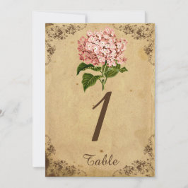 Vintage Hydrangea-Hochzeitssemme-Tischnummer Einladung