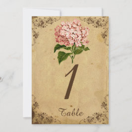Vintage Hydrangea-Hochzeitssemme-Tischnummer Einladung