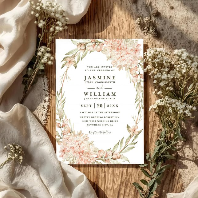 Vintage Hydrangea Rustic Elegant QR Code Wedding Einladung (Von Creator hochgeladen)