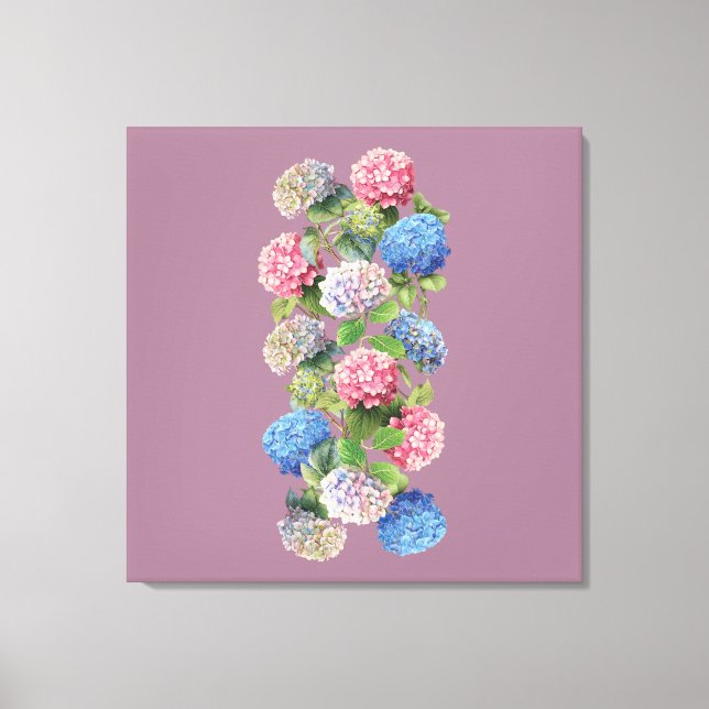 Vintage Hydrangea Stretched Canvas Leinwanddruck (Vorderseite)