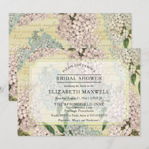Vintage Hydrangeas Französisches Ephemera-Brautp Einladung
