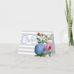 Vintage Hydrangeas Rose Streifen Monogramm Nr.