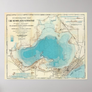 Vintage hydrografische Karte Mendota Poster