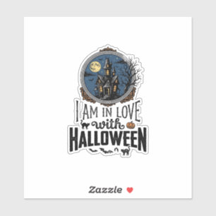 Vintage I Am In Love With Halloween-Shirt-Design_1 Aufkleber