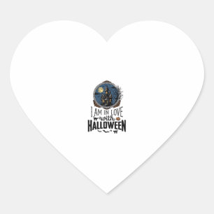 Vintage I Am In Love With Halloween-Shirt-Design_1 Herz-Aufkleber