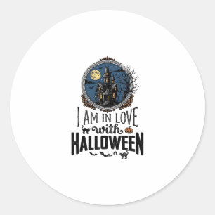Vintage I Am In Love With Halloween-Shirt-Design_1 Runder Aufkleber