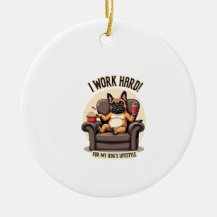 Vintage I arbeite hart für den Lebensstil meines H Keramik Ornament